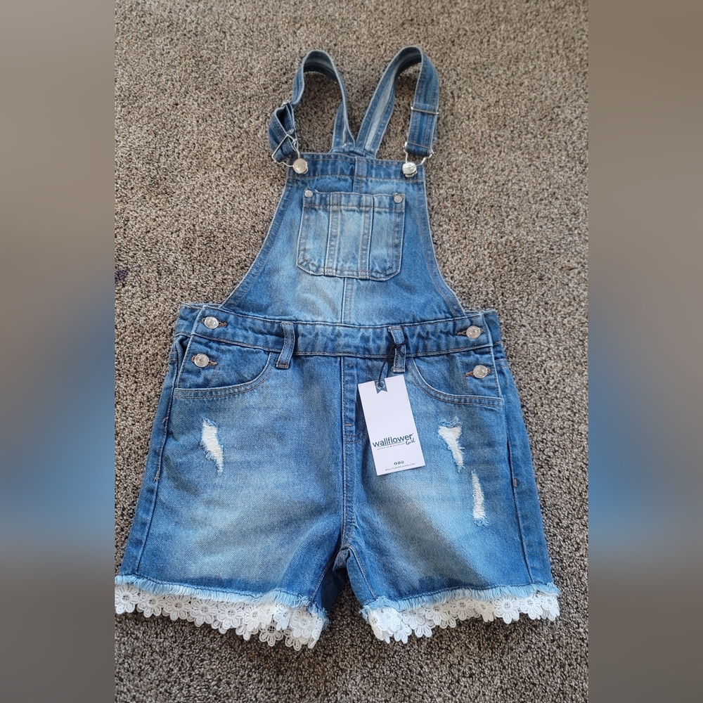 Kid girl jean short-alls